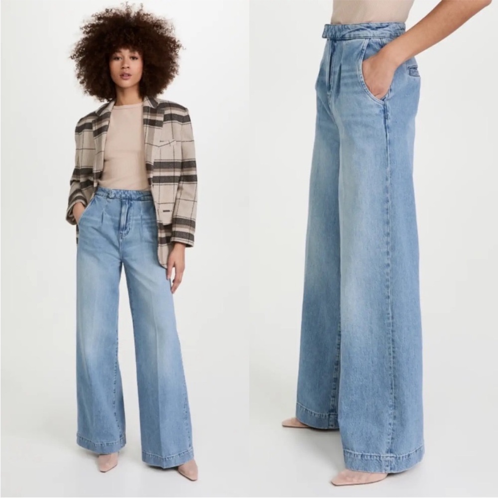 Triarchy Pleaded Denim Trousers Light Wash Sz 28